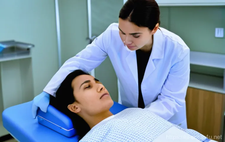 이석증 진단과 치료 병원 추천 - **Image Prompt: Morning Vertigo Attack**
    "A close-up, dramatic shot of an adult individual (gend...