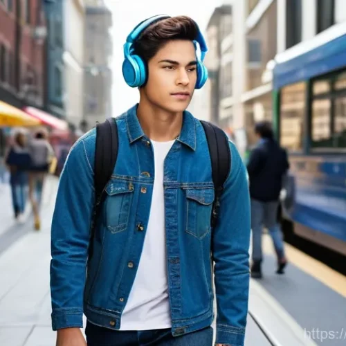 소음성 난청 예방을 위한 생활 팁 - **Prompt:** A vibrant, eye-level shot of a young adult (late teens to early twenties, appearing gend...